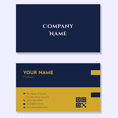 Simple minimalistic professional looking horizontal business color in dark blue and yellow for office stationery and business purpose use