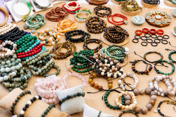 Colorful and inexpensive jewelry at local market.