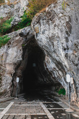 Karst cave entrance Postojnska-Jama in Slovenia