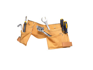 Tool belt with tools isolated on white background