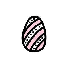  Easter decorated egg. Hand-drawn vector illustration in the doodle style. Egg a sketch. Design for Easter