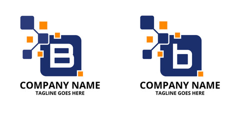 Set  B Letter pixels logo initial design template. Illustration vector graphic of  letter with pixel logo design concept. Perfect for Business corporate, more technology brand identity © aqilah