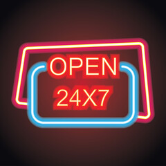 open neon sign for your store and shop, vector illustration