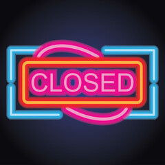 close neon sign for your store and shop, vector illustration