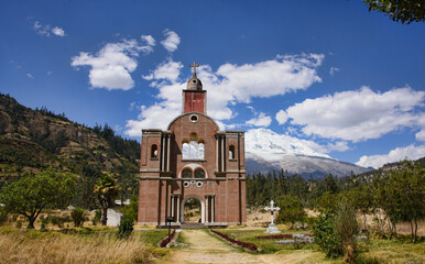 Fototapeta na wymiar Campo Santo, the memorial and cemetery built on the site of the earthquake and Huascaran avalanche that wiped out Yungay, Peru 