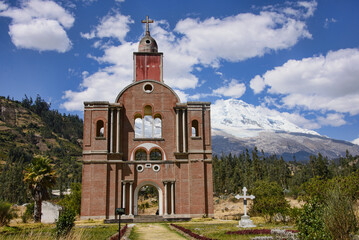Fototapeta na wymiar Campo Santo, the memorial and cemetery built on the site of the earthquake and Huascaran avalanche that wiped out Yungay, Peru 