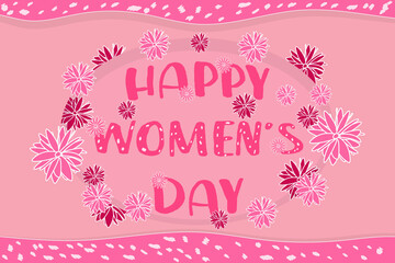 The inscription on a pink background in the colors 