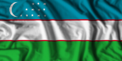 Uzbekistan flag realistic waving