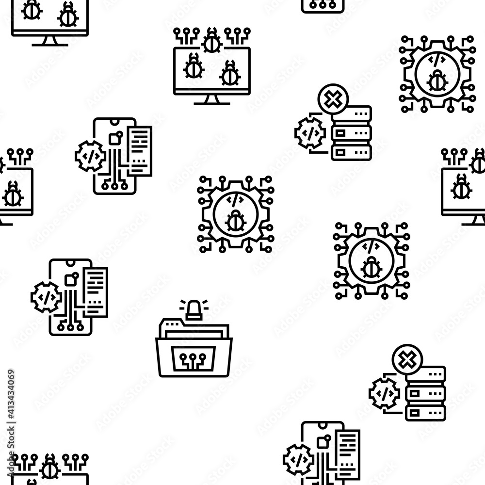 Poster debug research and fix vector seamless pattern thin line illustration
