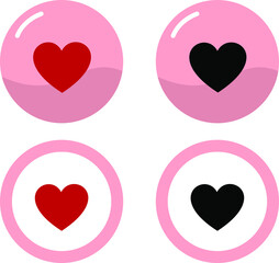 Adorable set of love icon. Cute red and pink vector illustration of love icon, logos, symbols, signs and decorations. heart shape 