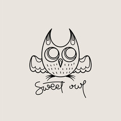 Sweet outline logo. Doodel isolated emblem design. Kids education symbol