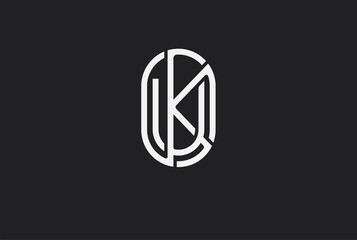 Abstract Initial K and U Logo,  Line Monogram oval style, usable for brand, card and company, logo design template element,vector illustration