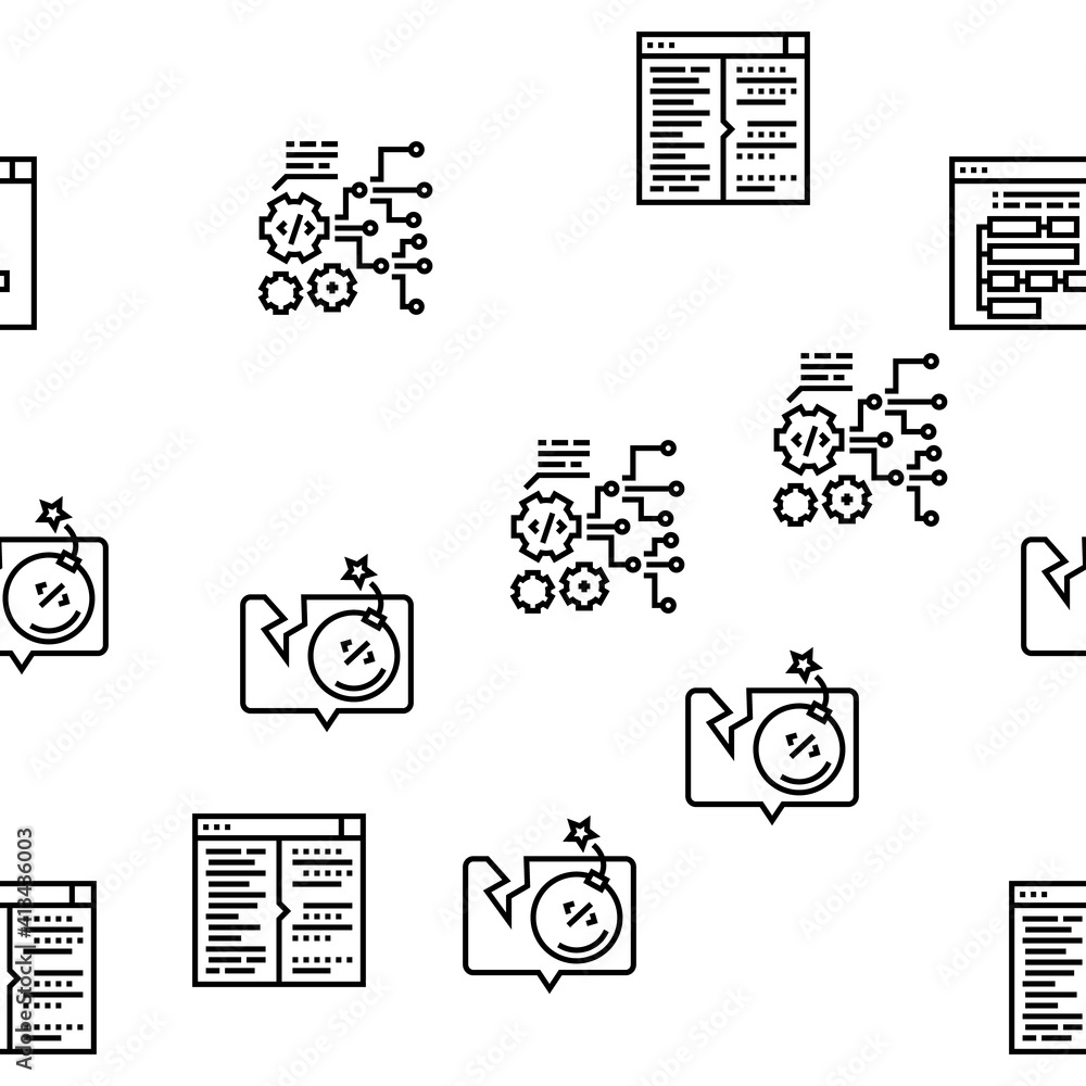 Poster dev code occupation vector seamless pattern thin line illustration
