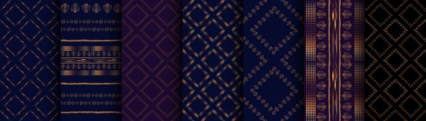 Black set vector collection etnic line pattern, fabric, repeat, wallpaper