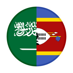 Fototapeta premium round icon with saudi arabia and swaziland flags, isolated on white background 