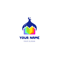 islamic book education logo. Muslim Learning logo, Islam learning logo template, dome book logo