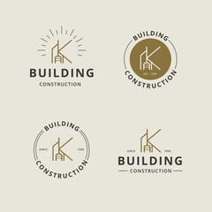 Letter K with abstract building line logo template