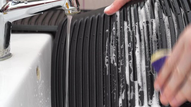 removable panels are washed after cooking. electric grill with open lid. 