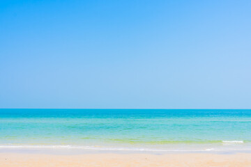 Beautiful landscape of sea beach ocean and blue sky white cloud for leisure