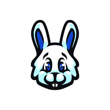 Cute rabbit head mascot logo design
