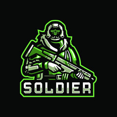 Mecha green soldier esport logo design