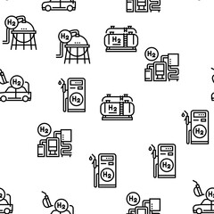 Hydrogen Industry Vector Seamless Pattern Thin Line Illustration