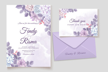 Elegant hand drawing wedding invitation floral design