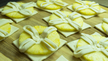 Pineapple puff pastry. Pineapple Danish Pastries