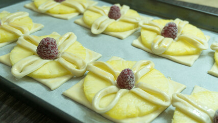 Pineapple puff pastry. Pineapple Danish Pastries