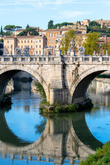 Obraz premium Vittorio Emanuele II Bridge (Ponte Vittorio Emanuele II) across the the river Tiber, Rome, Italy