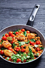 Traditional chicken and chickpea curry,  top view