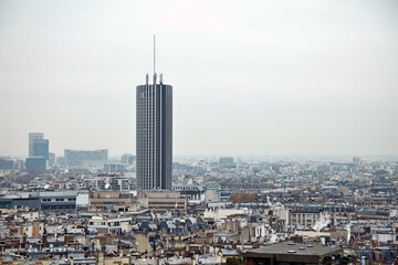Panoramic view of Paris from Arc de Triomphe, center of Paris.