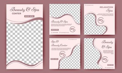 Set of Editable promotional banners template. Social media post template spa and massage with a photo collage. Usable for social media post, banners, and web internet ads.