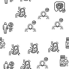 Probiotics Bacterium Vector Seamless Pattern Thin Line Illustration