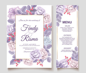 Elegant hand drawing wedding invitation floral design