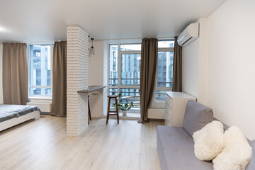 Modern apartment with kitchen and living room combined