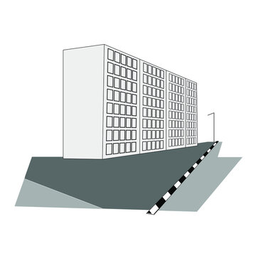 buildings are drawn in perspective, city life, concrete forest