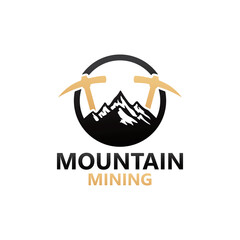 Mountain mining logo template design