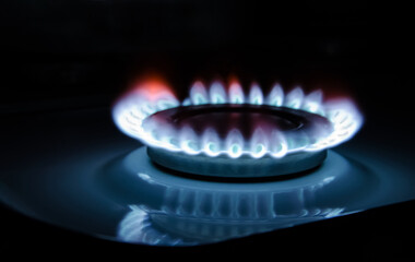 blue flames of gas