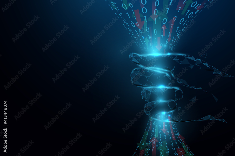 Aufkleber cybersecurity and information or network protection. hand holding in and out information. abstract d