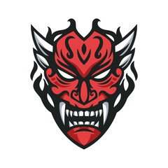 Vector illustration of traditional japanese demon mask.