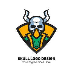Skull head with gas mask mascot logo design.