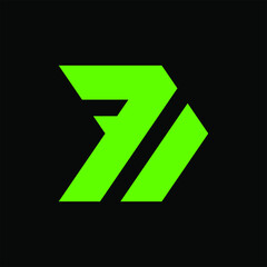 Number 71 logo template with sporty geometric arrow line art illustration in flat design monogram symbol