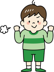 ガッツポーズをする男の子（全身）