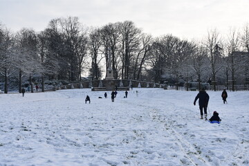 Rennes, Thabor, parc, neige