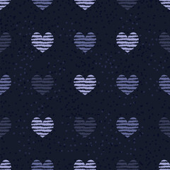 vector seamless pattern of blue, blue hearts.