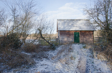 Attenborough nature reserve in the snow