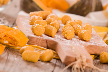 Raw pumpkin gnocchi. 