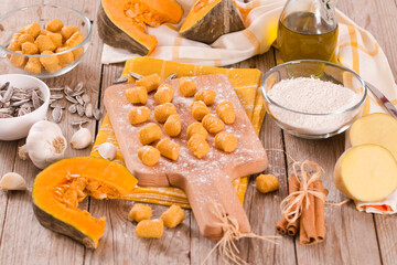 Raw pumpkin gnocchi. 