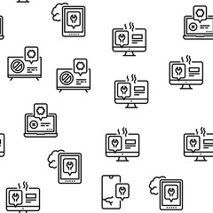 Electronic Repair Vector Seamless Pattern Thin Line Illustration